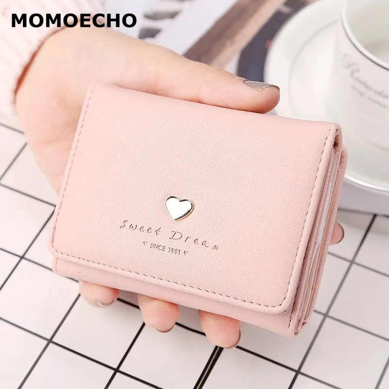 MOMOECHO Dream Модный женский кошелек с буквенным узором сердцем короткий Женский