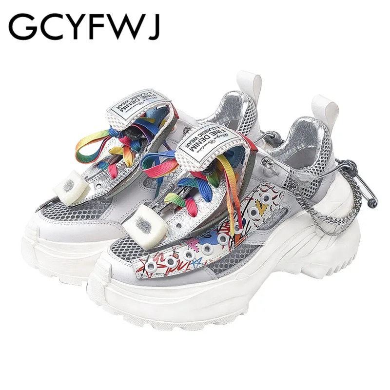 GCYFWJ/женские кроссовки Роскошные дышащие сетчатые туфли из воловьей кожи обувь