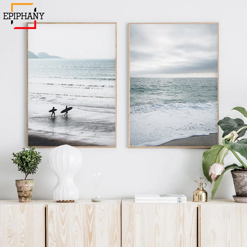 

Beach and Palm Trees House Decor Ocean Art Print California Surfers Canvas Painting Nordic Posters and Prints for Living Room