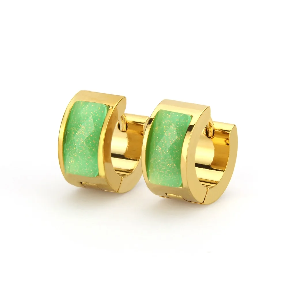 Женские серьги кольца из нержавеющей стали с фианитом|fashion hoop earrings|hoop earringsmulticolor