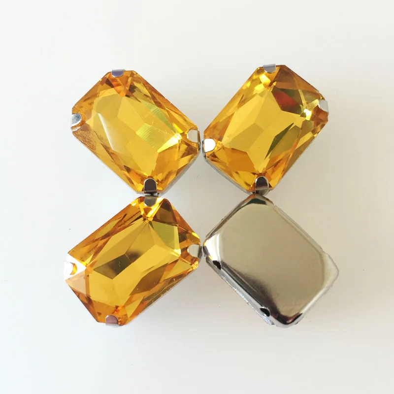 Золотой Желтый Высокое качество Хрустальное стекло flatback шить на горный хрусталь