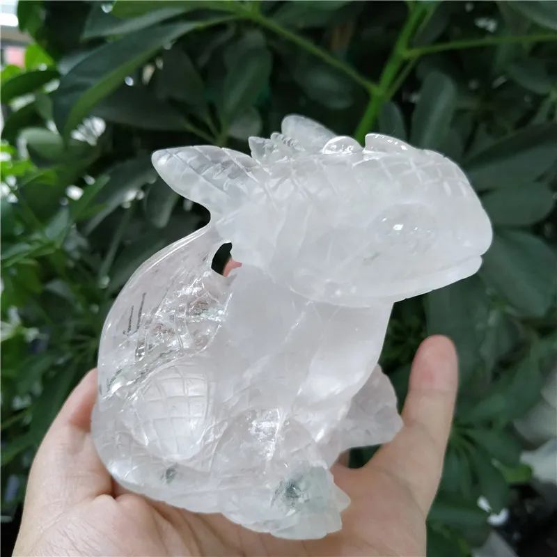 

3.1' Natural Clear Quartz Crystal Reiki Toothless Dragon CH