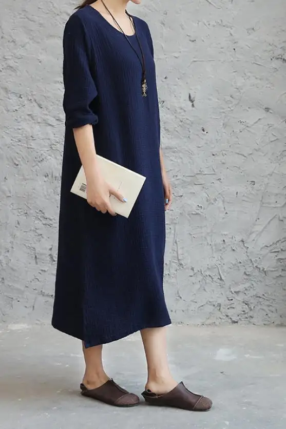 Модный винтажный Одноцветный халат платье для женщин новое летнее винтажное