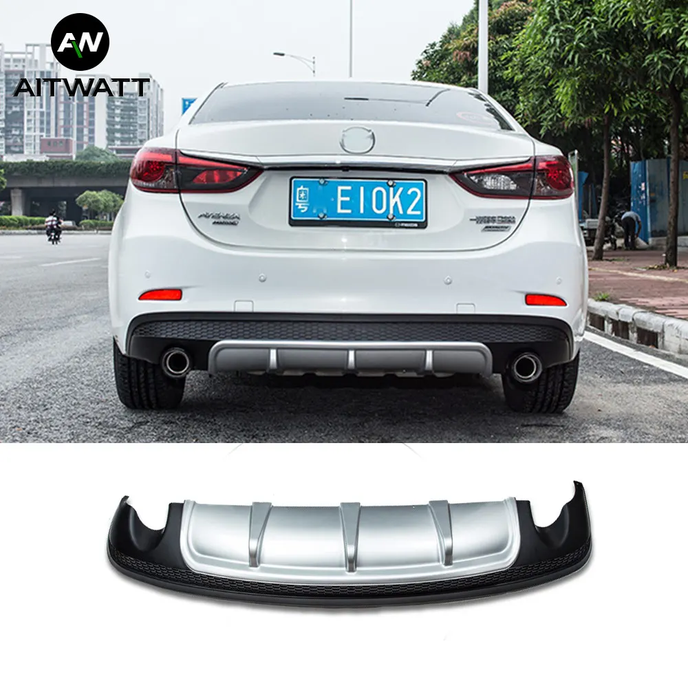 Для Mazda 6 M6 Atenza 2014 2018 ABS пластик серебристый черный Задний спойлер диффузор бампер