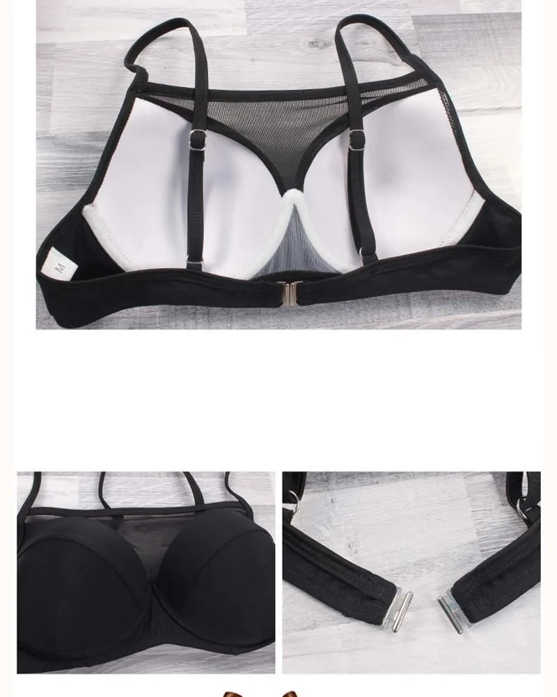 2018 сексуальное однотонное бикини черные кружевные женские купальники с эффектом