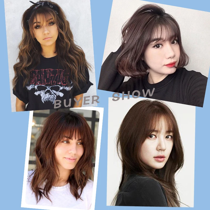 

HOUYAN Bangs invisible air bangs seamless headwear female short hair 100% real hair wigs bangs adult ladies hair accessories