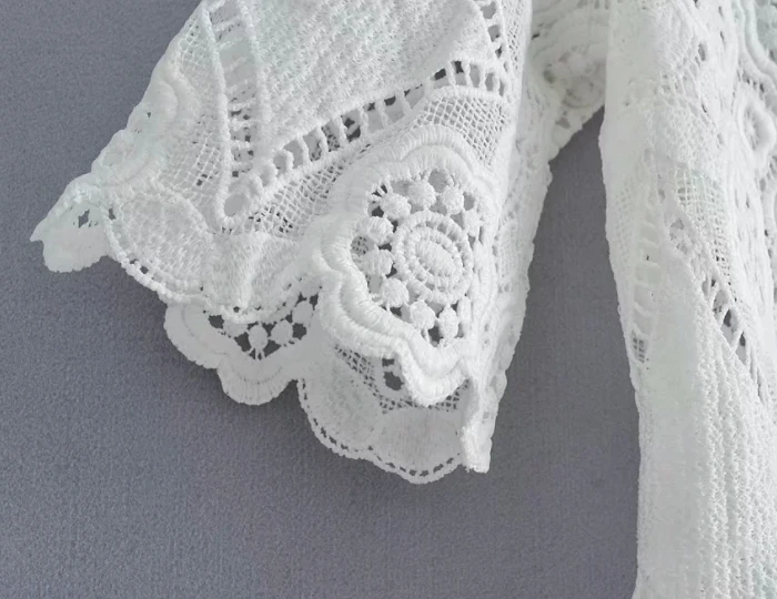 Открытая кружевная женская футболка с коротким рукавом, повседневные свободные белые топы, модная женская футболка T1082