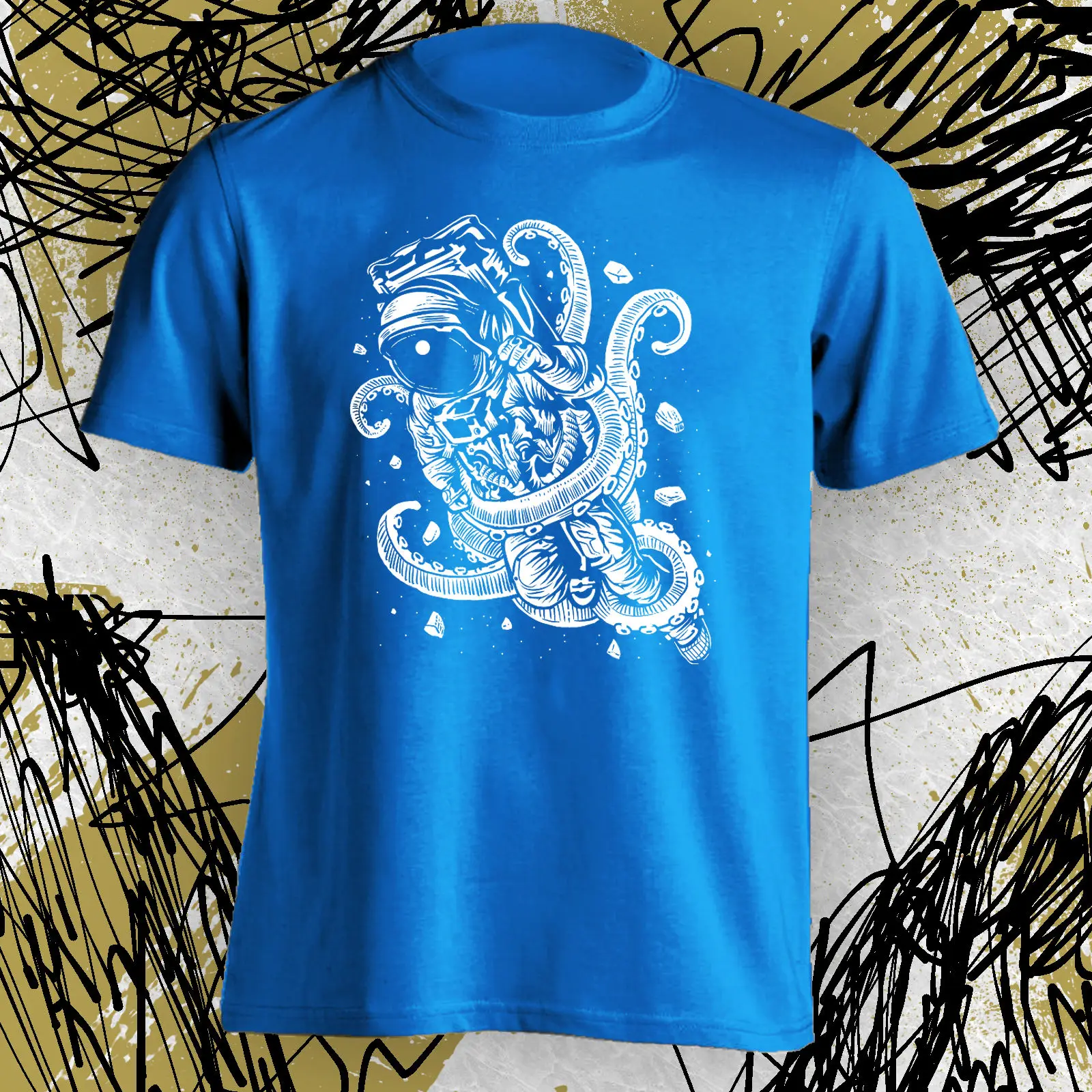 Хипстерская рубашка астронавт T Tee Space New octopus attack funny graphic S M L XL летняя футболка с