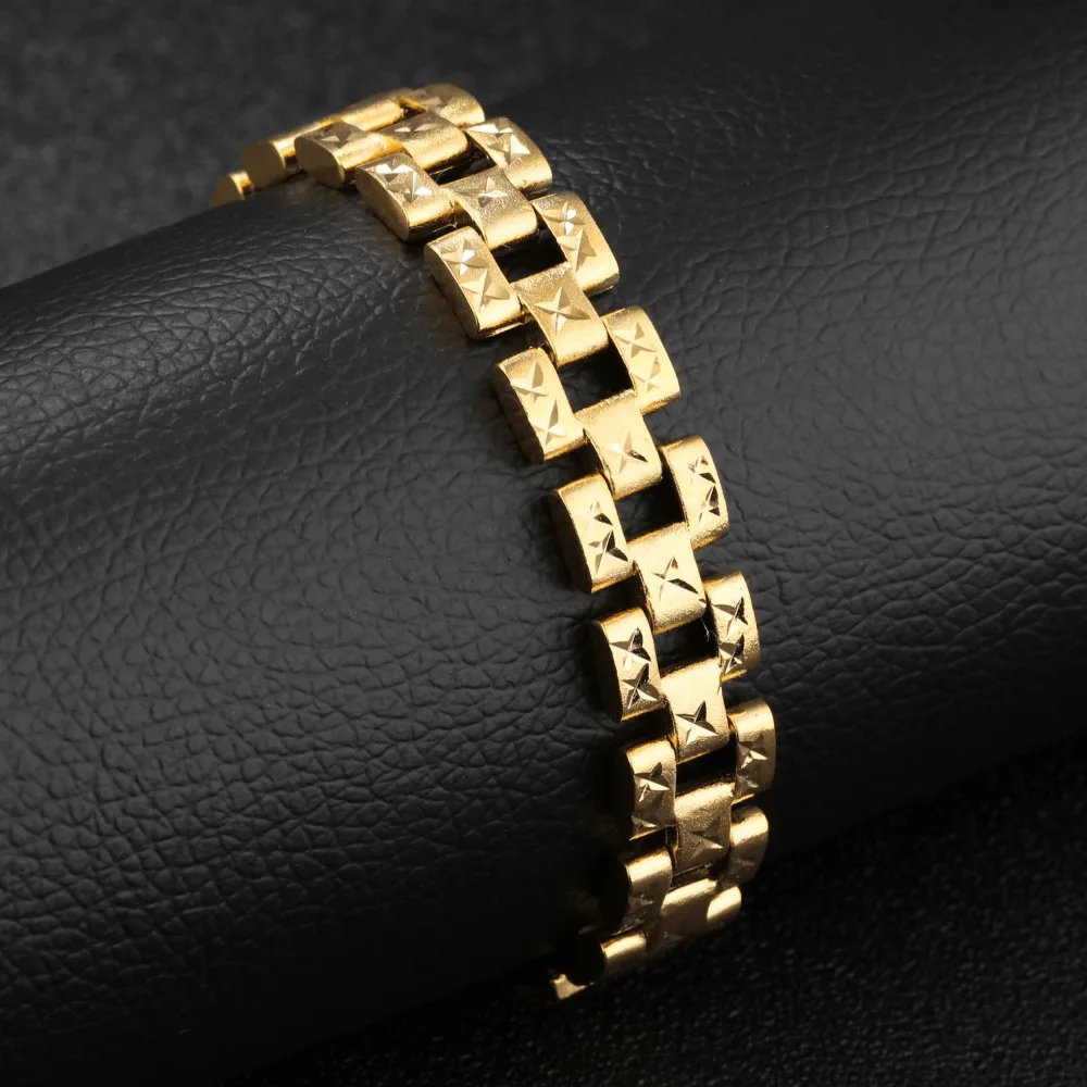 2017 Горячая распродажа мужской браслет золото-цвет модный из нержавеющей стали и