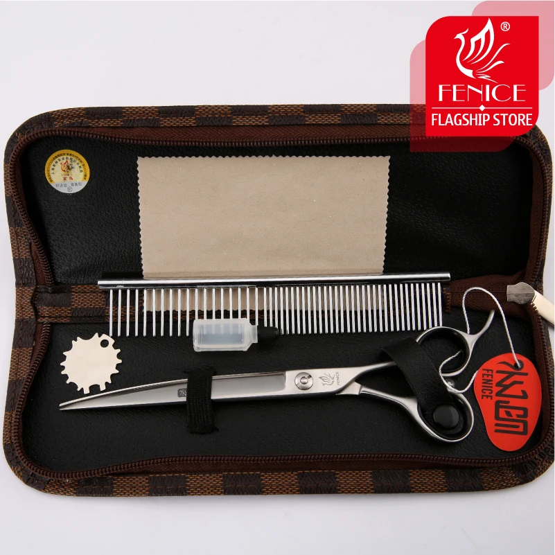 Fenice Japan 440C из нержавеющей стали 7,0 7,5 дюймов профессиональные ножницы для домашних животных для ухода за собакой изогнутые правые Левые ножницы