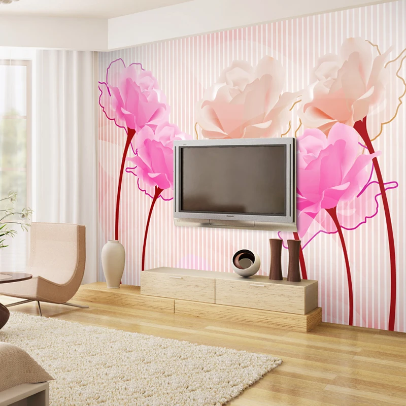 Оптовая продажа виниловые моющиеся настенные 3d обои с розами фото Настенные для