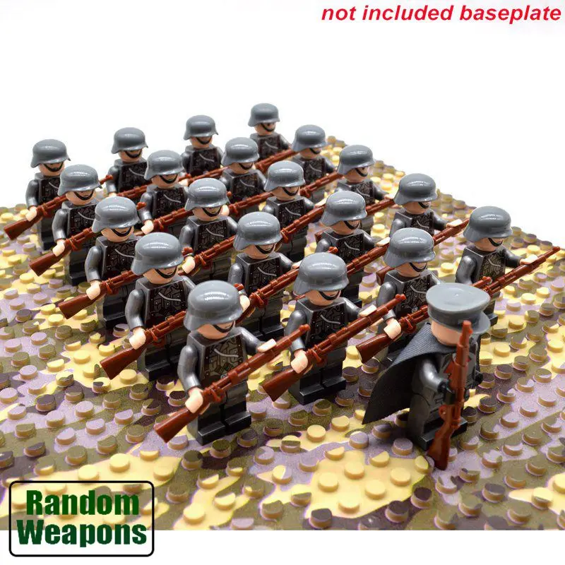 21pcs German Troops 21 шт./компл. WW2 Армия легоs Военные строительные блоки Франция, Италия Япония Великобритания Китай маленький солдат полицейский оружие Кирпичи Игрушки - Цвет: 21pcs German Troops