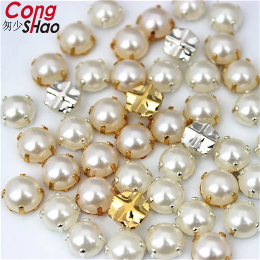 

8 мм, 50 шт., швейные жемчужные бусины, пришивные стразы с серебряным/золотым крапаном, полукруглые жемчужины с плоской задней стороной для св...