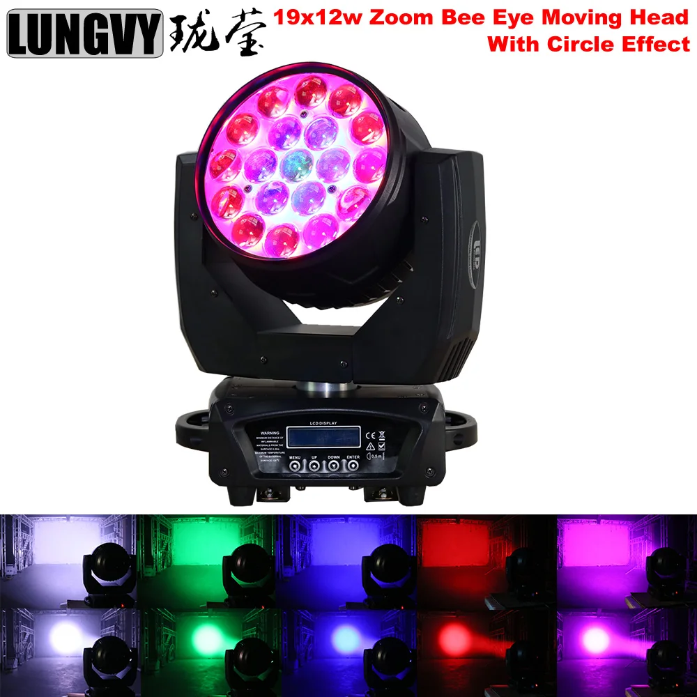 Бесплатная доставка 19x12 Вт RGBW 4 в 1 зум Led Moving Head Wash Bee Eyes Light Gobo LED Lyre для сцены|moving