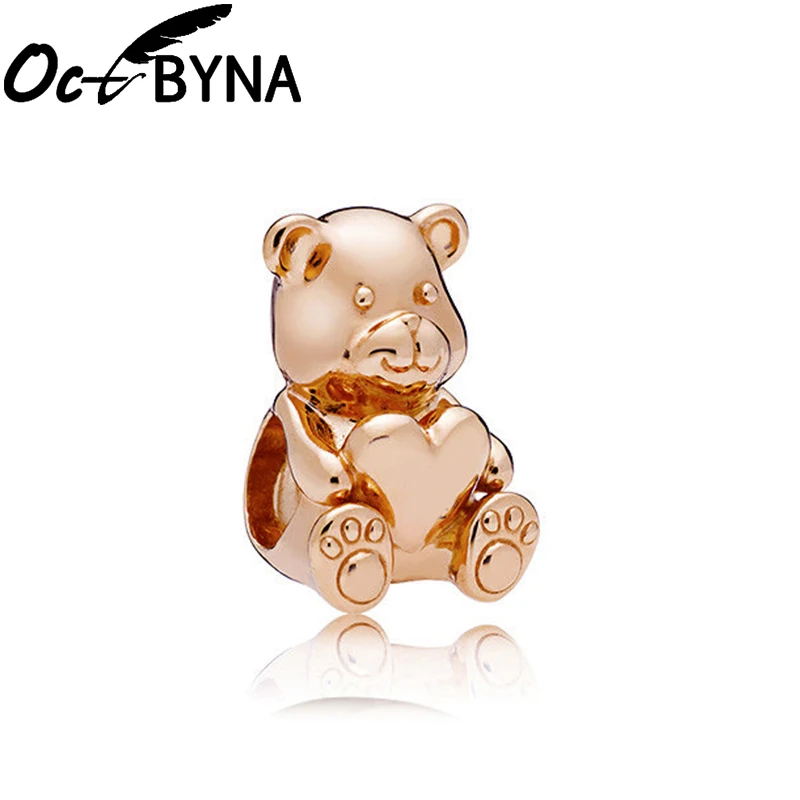 Octbyna подвески из розового золота с мишкой Дора подходит для браслетов Pandora