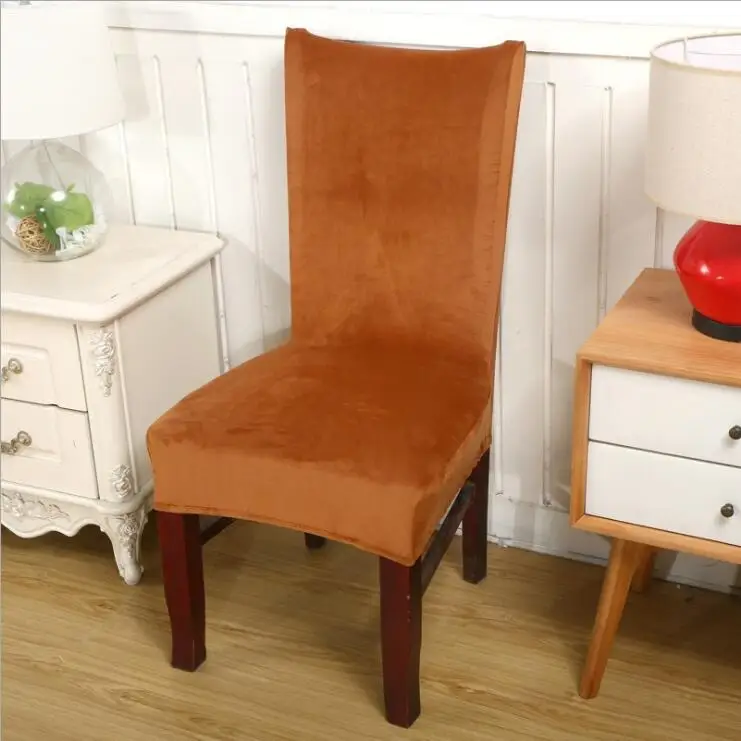 Solid color chair cover Silver fox velvet stretch Simple universal seat Velvet | Дом и сад