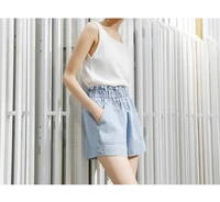 large size summer women denim shorts pockets sexy white high waist jeans pants casual ruffles female