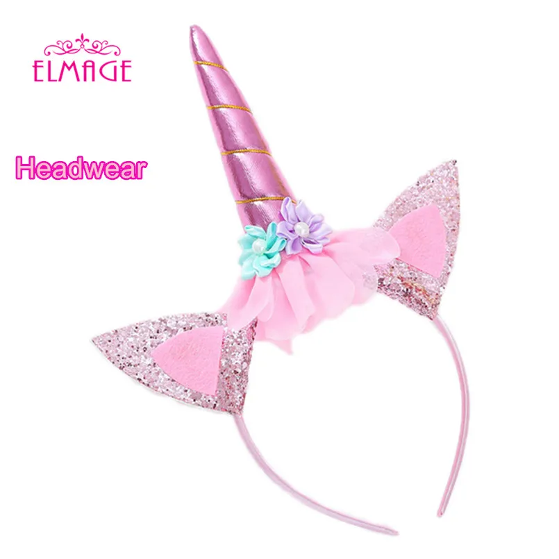 unicorn headwear Розовое платье принцессы для девочек для костюмированной вечеринки с единорогом; карнавальный костюм на день рождения Ариэль; Костюм Русалки для косплея; Одежда для девочек - Цвет: unicorn headwear