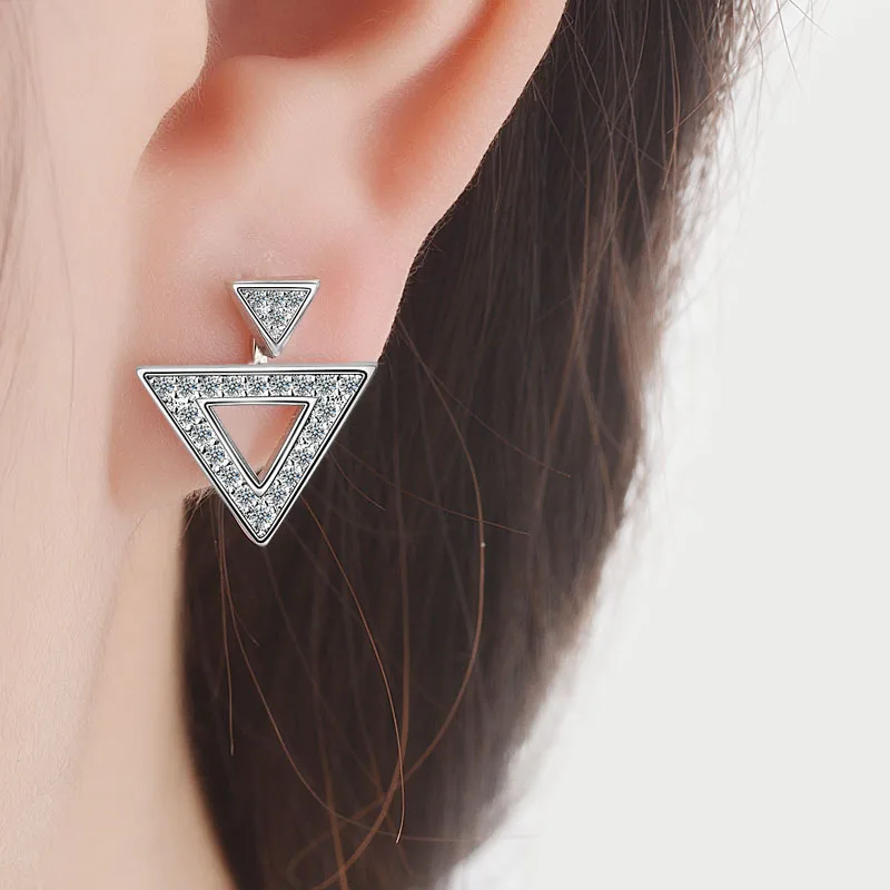 Женские Треугольные Серьги-гвоздики из стерлингового серебра 925 пробы с