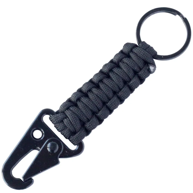 Black QingGear Paracord брелок для выживания, Тактический Брелок для ключей с карабином, отлично подходит для экстренных ситуаций, быстросъемный зажим - Цвет: Black