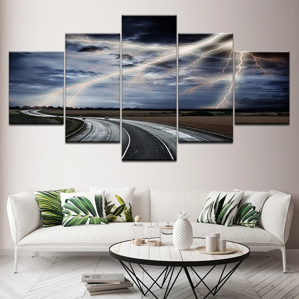 5 шт. настенные картины на холсте Великая дорога и молния|Рисование каллиграфия| |