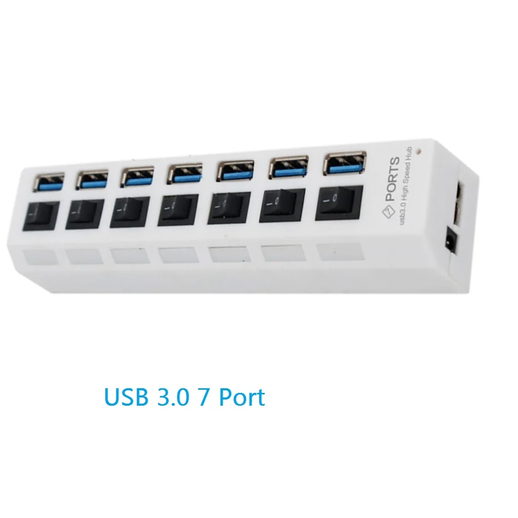 USB 3.0 7 Port Usb-хаб Micro USB 3,0 концентратор разветвитель с адаптером питания USB 4/7 порт концентратор Высокоскоростной 5 Гбит/с USB разветвитель 3,0 концентратор для ПК Аксессуары - Цвет: USB 3.0 7 Port