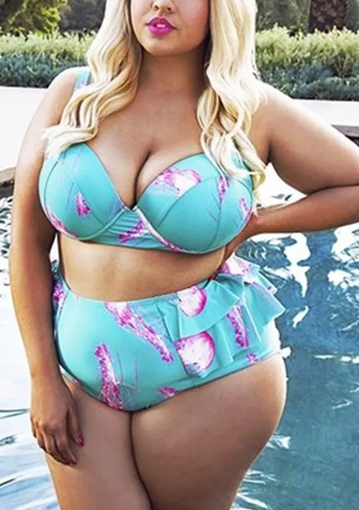 Размера плюс женский бикини бюстгальтер с цветочным принтом и мягкими чашками