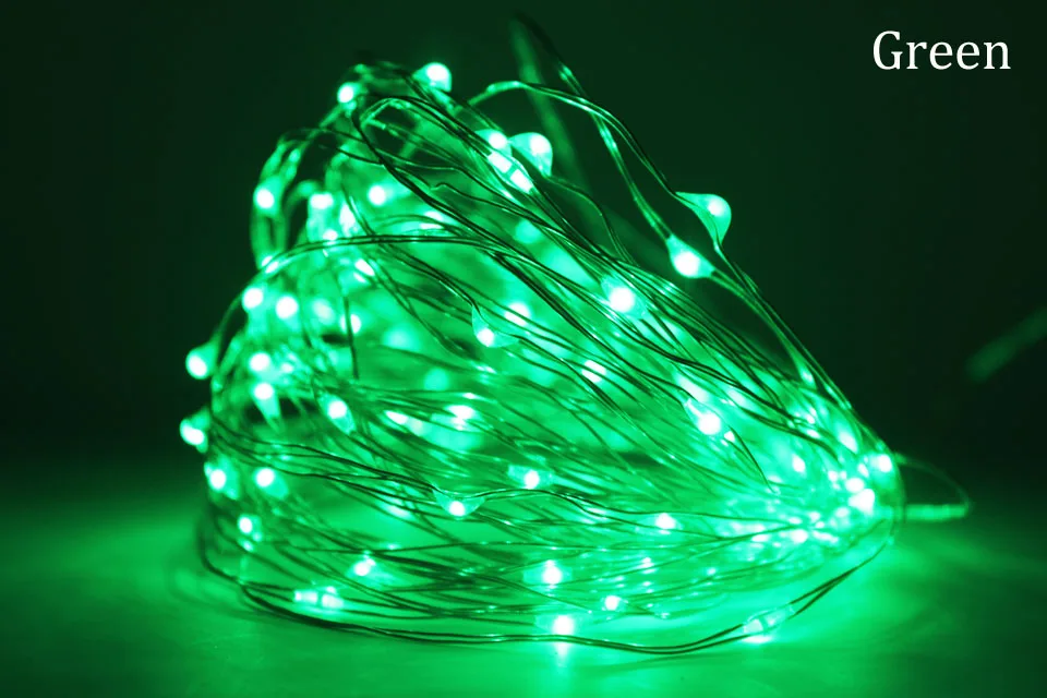 Зеленый Красочные AA батареи питание 1 м 10 led Рождество праздник Свадебная вечеринка украшения фестиваль медная светодиодная гирлянда Сказочный светильник лампа - Испускаемый цвет: Зеленый