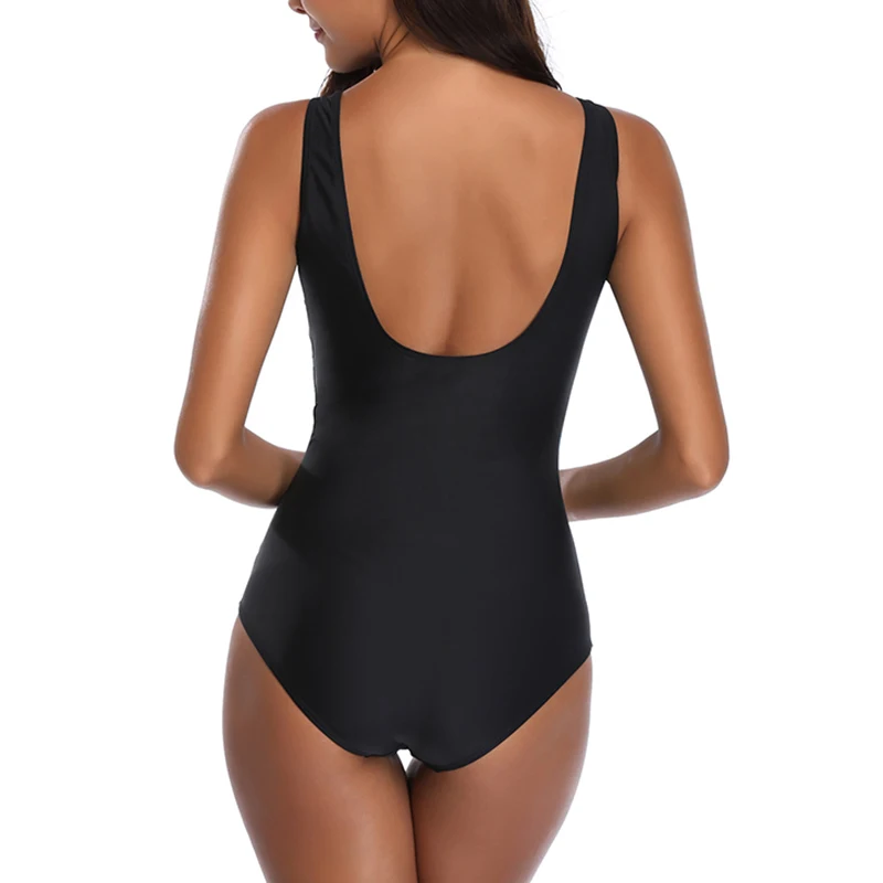 

2019 Sexy Blue One Piece Backless Plus Size Swimsuit Monokini Tummy Control Swimwear Women Vintage Print Bathing Suit Big Size