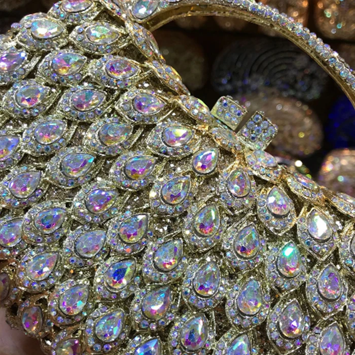 

Women gold/silver/champagne/red/black Bag Wedding Clutch Bags Luxury Crystal Diamonds Party Clutches Fashion Purple Stones Purse