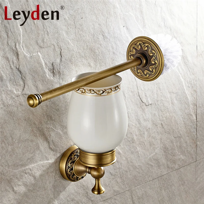 Набор кистей для унитаза Leyden из античной латуни/орба винтажный держатель