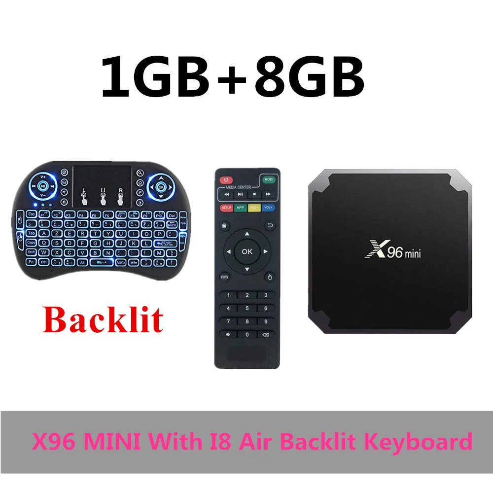 8G And i8 Backlit 2018X96 Мини ТВ приставка Android 7.1.2 2 ГБ 16 ГБ Android ТВ приставка Amlogic S905W четырехъядерный процессор поддержка H.265 UHD 4K WiFi X96mini приставка - Цвет: 8G And i8 Backlit