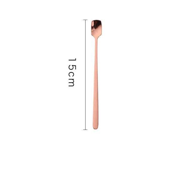 rose gold Роскошная 304 ложка из нержавеющей стали Sqare для завтрака, кофе, молоко, чай сок ложка для перемешивания, Офисная Бытовая чайная ложка, 15 см, 1 шт - Цвет: rose gold