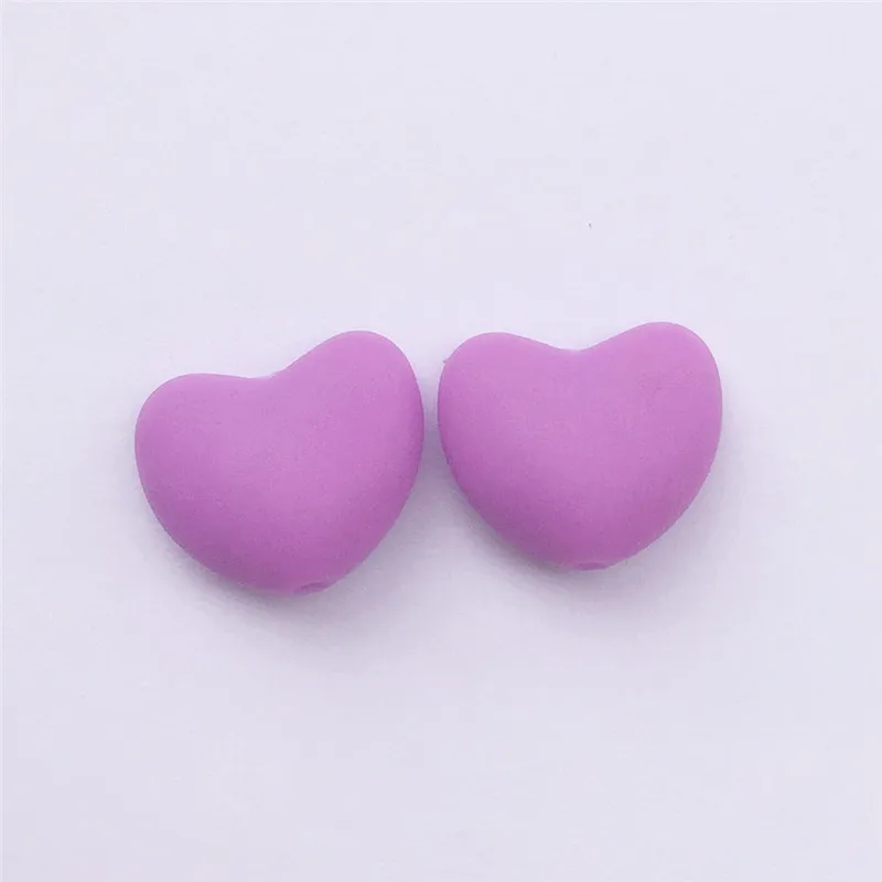 Violet Chengkai 10 шт. BPA бесплатно Силиконовое сердце Прорезыватель бусы Еда Класс DIY силиконовые соску прорезывания зубов очарование Jewelry игрушек - Color: Violet
