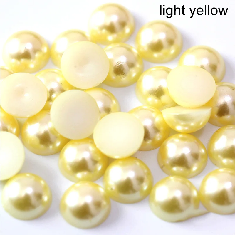 light yellow 2-14 мм полукруглые Акриловые Имитация плоские бусины жемчуга для рукоделия украшения ногтей украшения Аксессуары - Цвет: light yellow