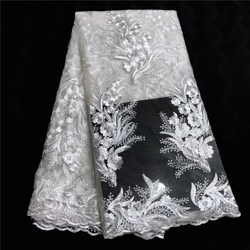 Новинка 2019 белые французские нигерийские кружевные ткани высокое качество тюль