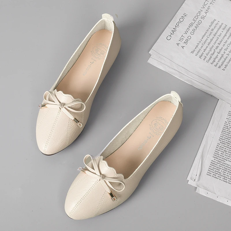 2019 балетки на плоской подошве Обувь без шнуровки С бантом Сезон весна-осень