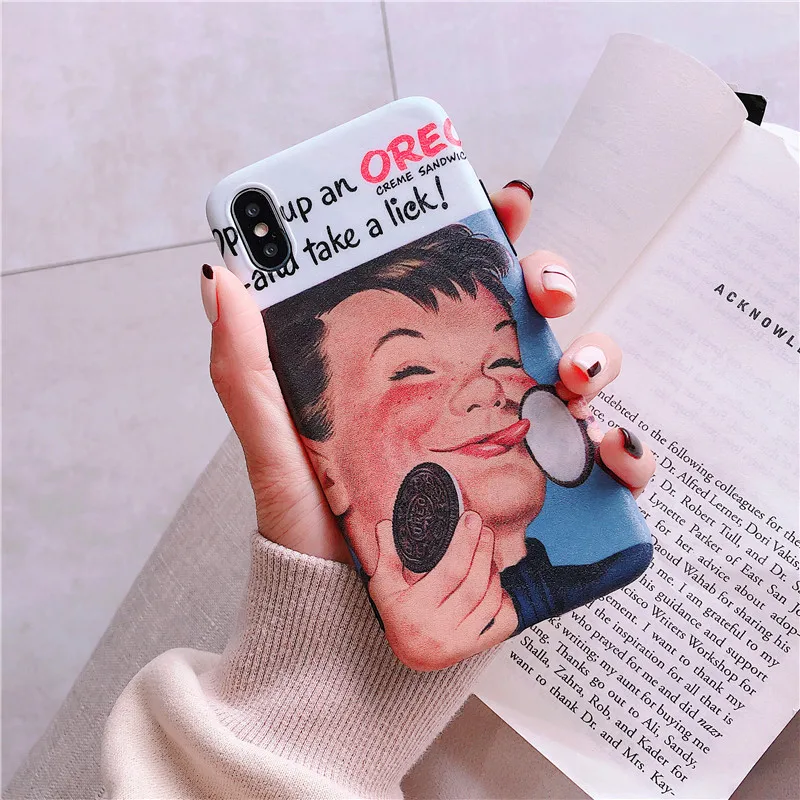 Забавные 3D с тиснением и изображением мальчика печенье Oreo чехол для iPhone X 8 7 6 S Plus xs