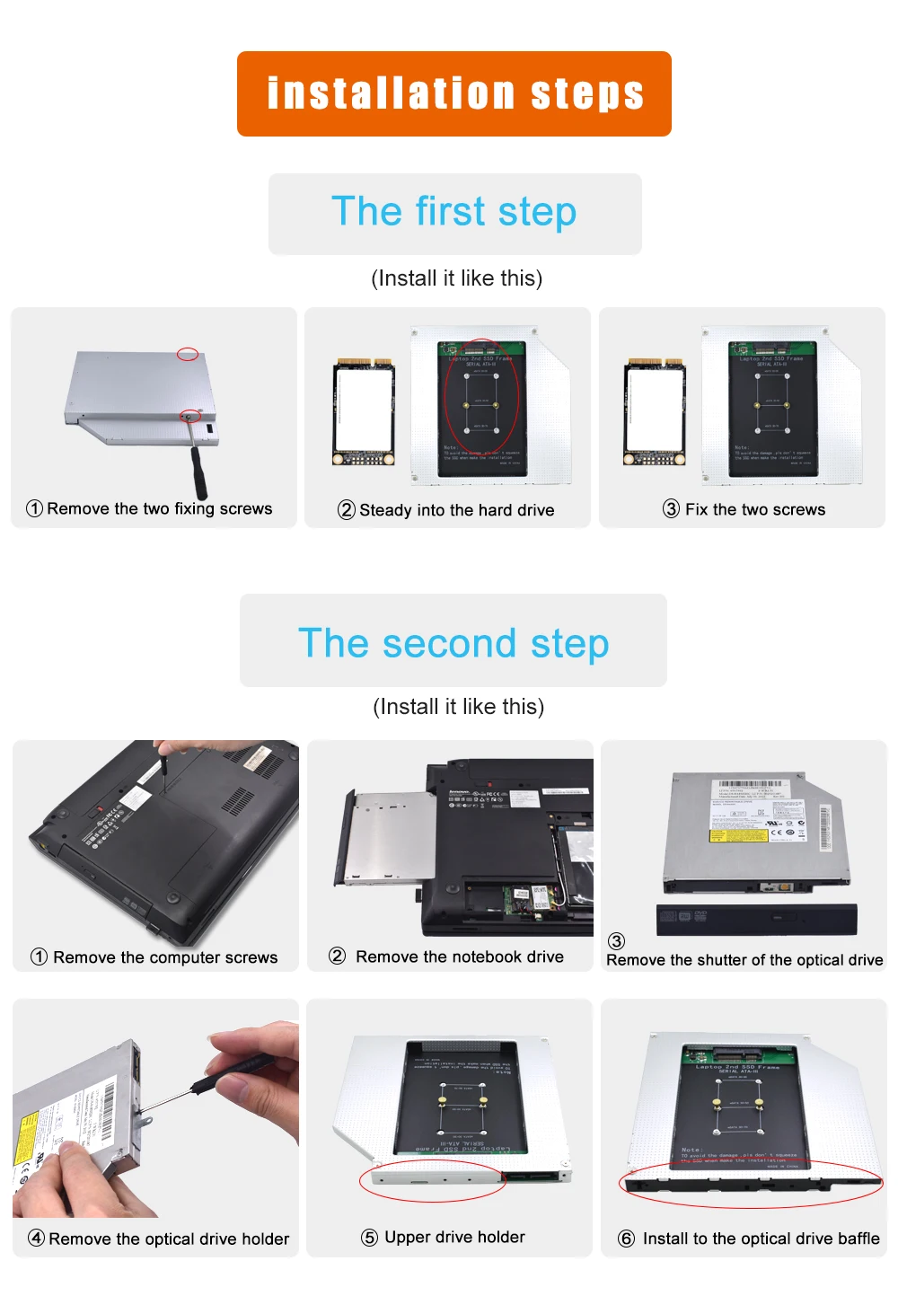 TISHRIC SATA 3,0 9,5 мм Caddy Корпус для MSATA 2nd HDD SSD жесткий диск адаптер для ноутбука DVD-ROM Алюминиевый Оптический отсек чехол