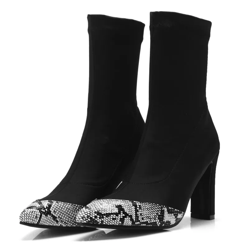 Фото HEE GRAND/сапоги из лайкры на высоком каблуке осенние женские пикантные носки с