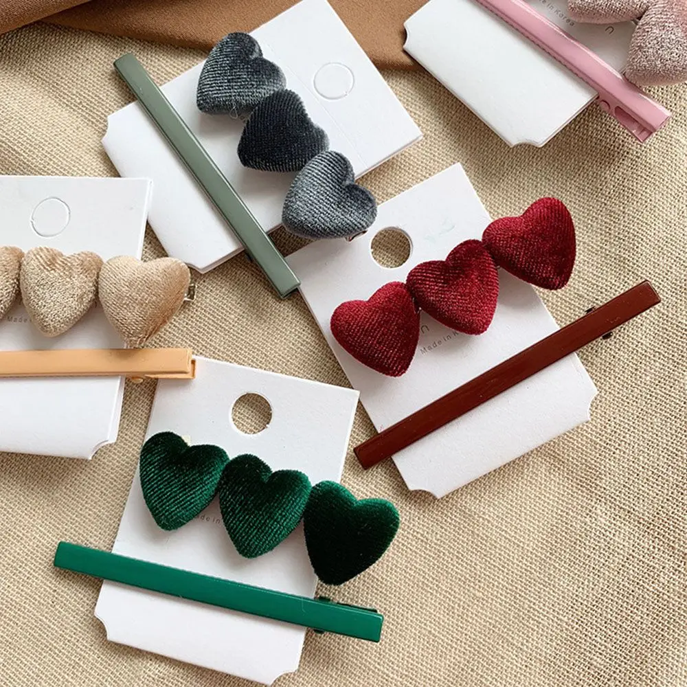 

1 Set Vintage Velvet Lovely Hairpin Set Korea Heart Shape Hair Clip Barrettes Fashion Hairpin Women Hair Accessories