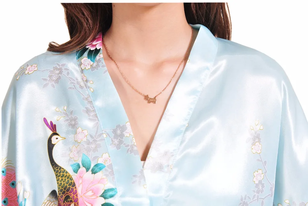 Лидер продаж светильник синий женский Шелковый район халат в китайском стиле