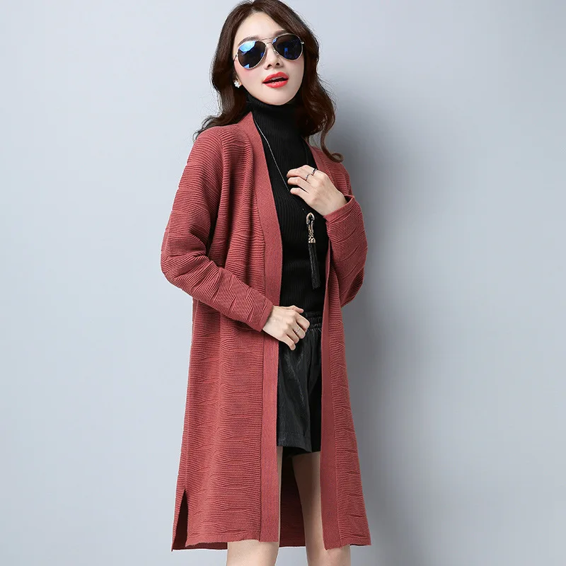 MEIL2017 winter and new products debut women's coat solid color atmosphere ladies long knitted jacket thin wholesale |
