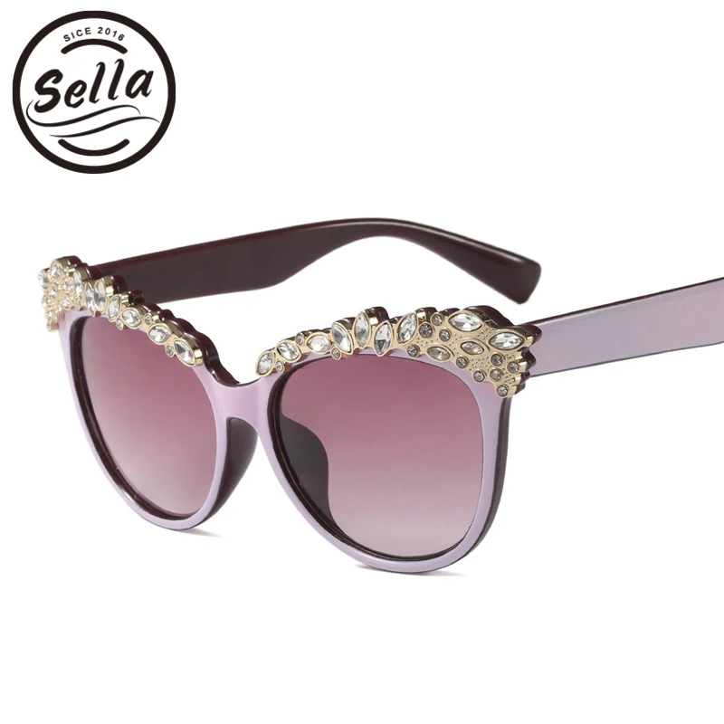 Модные детские солнцезащитные очки кошачий глаз с украшением из кристаллов