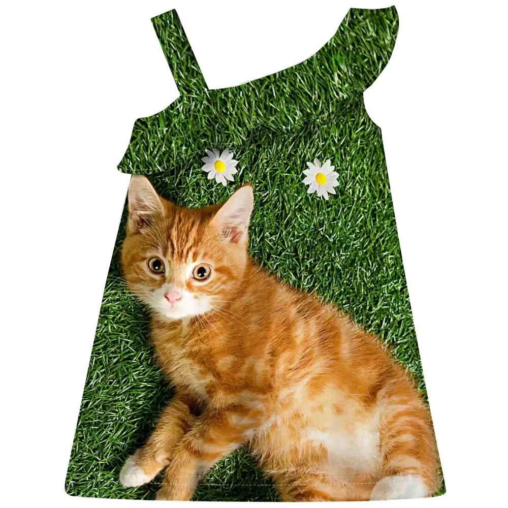 Летнее платье для девочек повседневное с красивым принтом | Детская одежда и