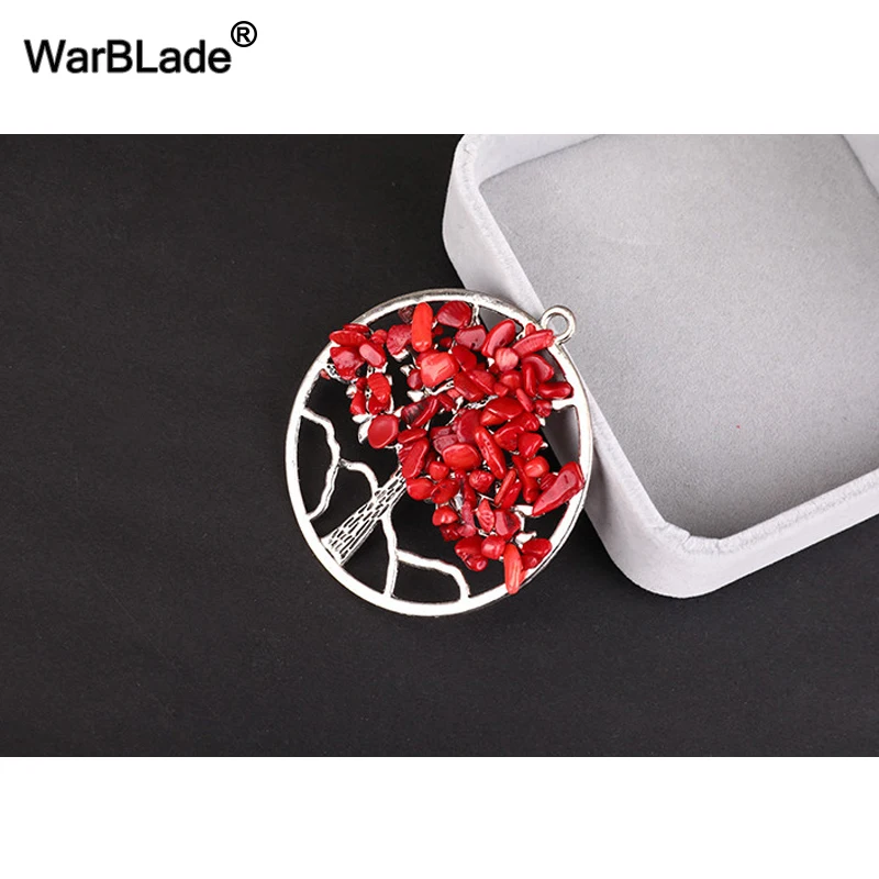 WarBLade 13 видов цветов Радуга 7 Чакра Древо жизни Подвески ожерелье s натуральный камень кристалл мудрости ожерелье в виде дерева жизни для женщин подарок