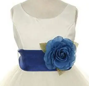 

Hote sale Fashion rose petal Flower Girl Dresses O-Neck Organza Flower waist Satin girl's dress roses children dress up costume
