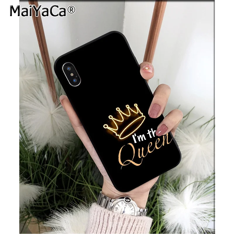 MaiYaCa Crown King queen высококачественный чехол для телефона для iPhone X XS MAX 6 6S 7 7plus 8 8Plus 5 5S XR