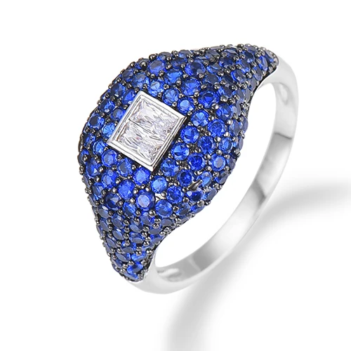 H117 Blue GODKI Новая коллекция Трендовое сердце AAA кубический циркон стекируемые шикарные кольца для женщин Свадебные дубайские массивные кольца на палец - Цвет основного камня: H117 Blue