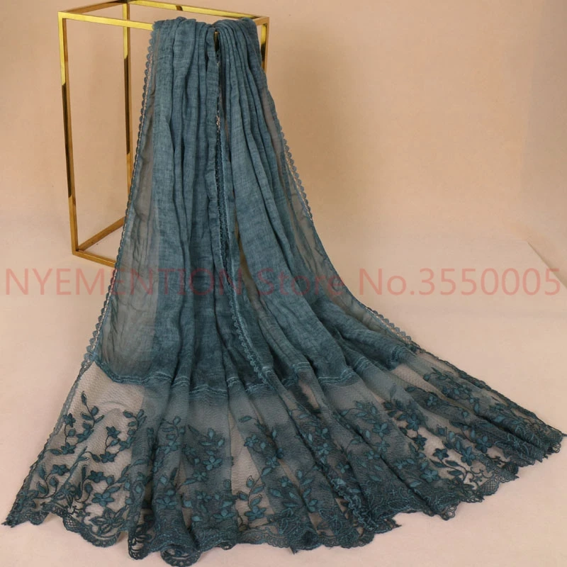 Высококачественные Женские мягкие хлопковые Кружева цветочные однотонные шали